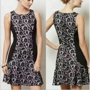 Anthropologie Maeve Sirena Dress Knit Lace Black Size M‎